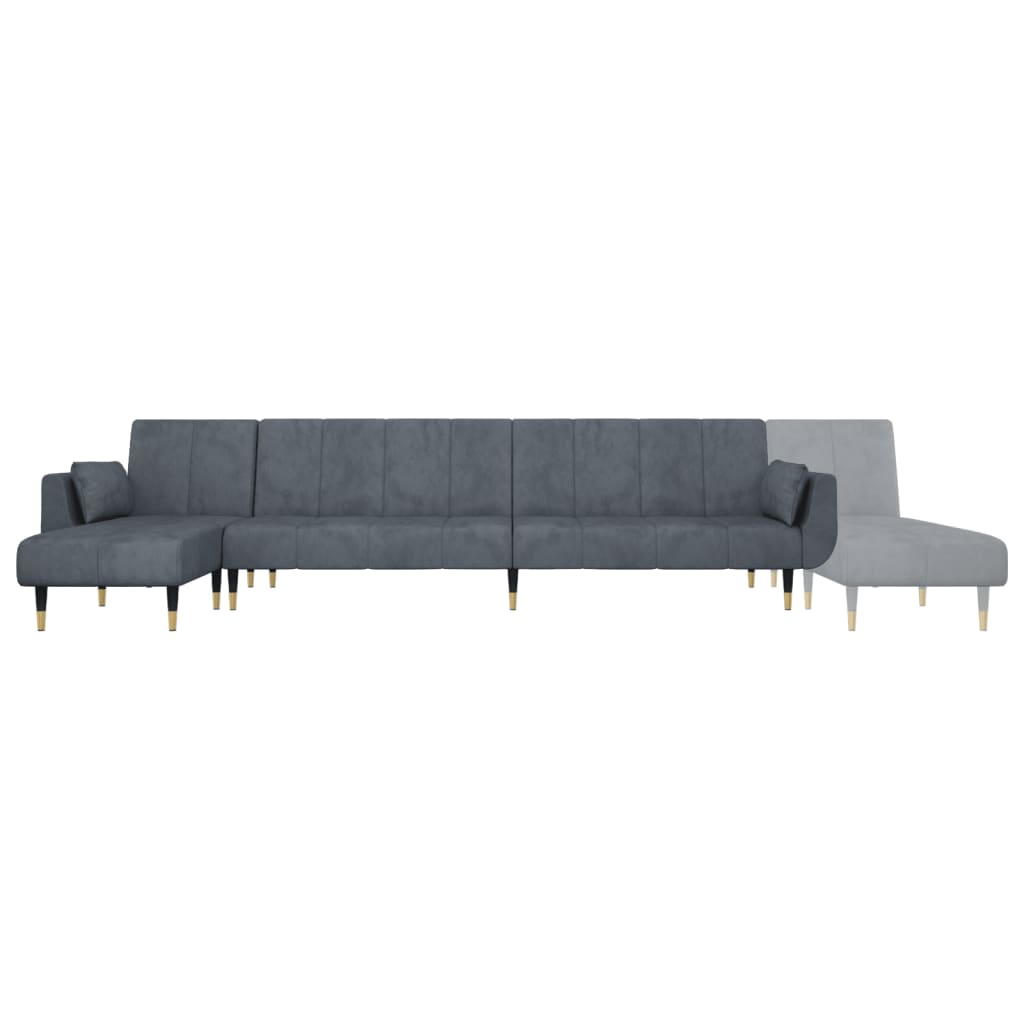 Slaapbank L-Vormig 275X140X70 Cm Fluweel Donkergrijs