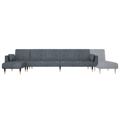Slaapbank L-Vormig 275X140X70 Cm Fluweel Donkergrijs