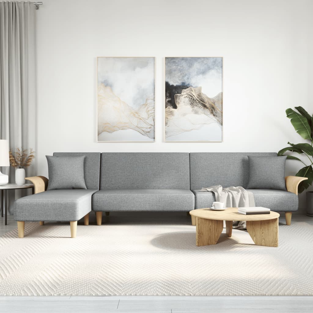 Slaapbank L-Vormig 279X140X70 Cm Stof Lichtgrijs