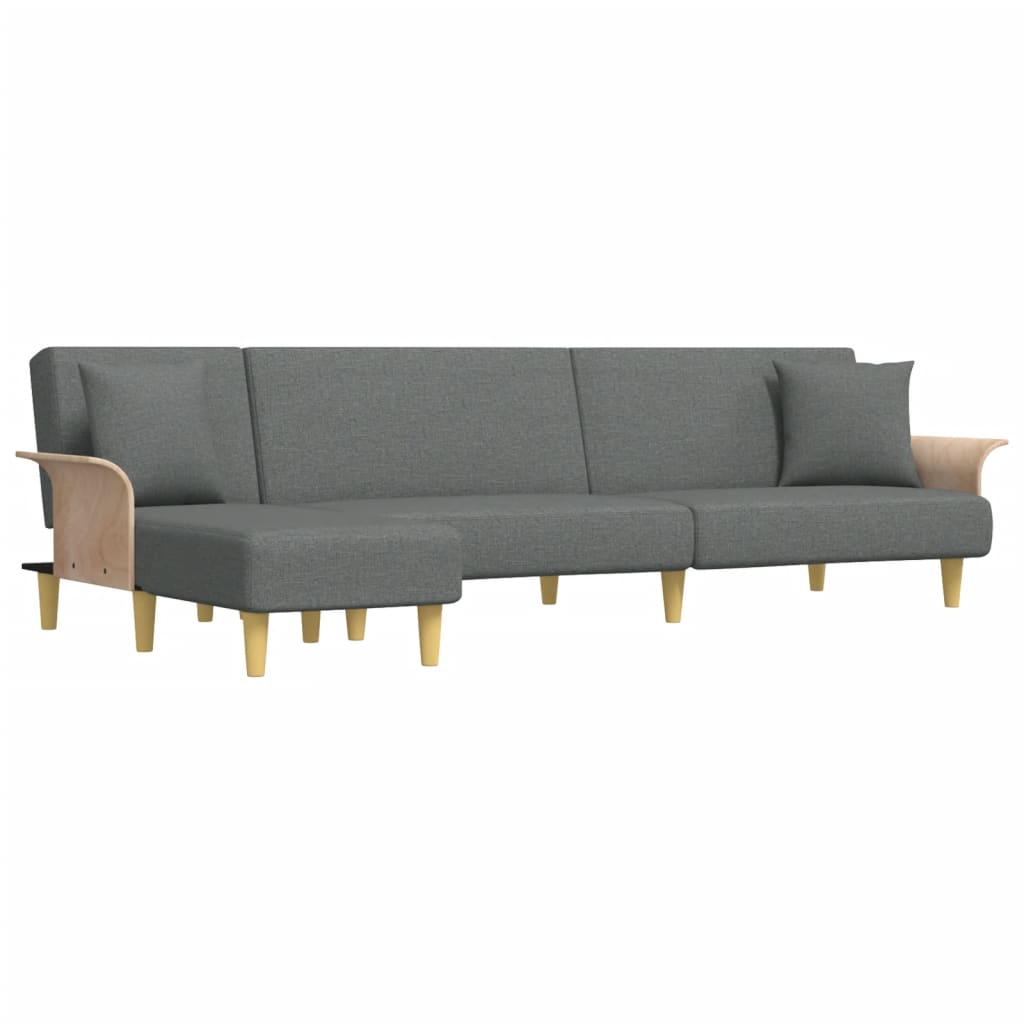 Slaapbank L-Vormig 279X140X70 Cm Stof Donkergrijs