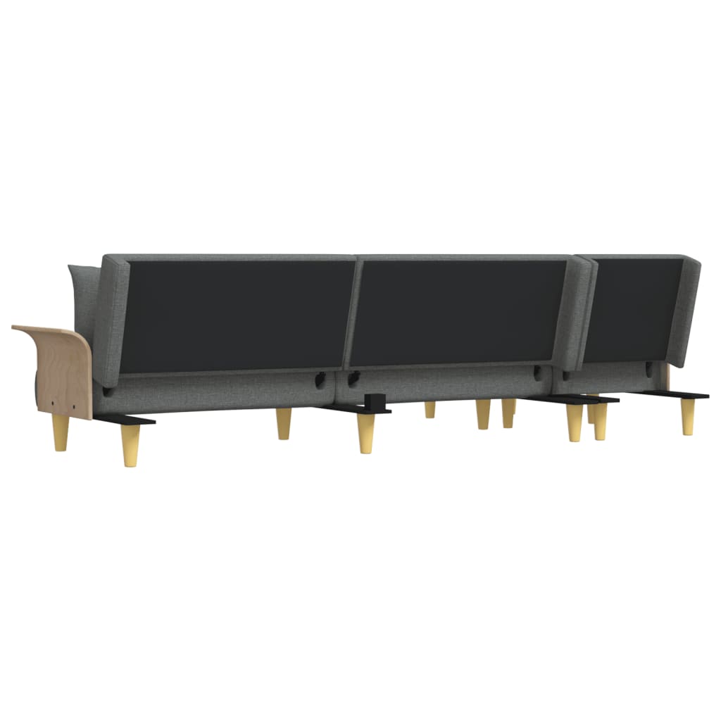 Slaapbank L-Vormig 279X140X70 Cm Stof Donkergrijs