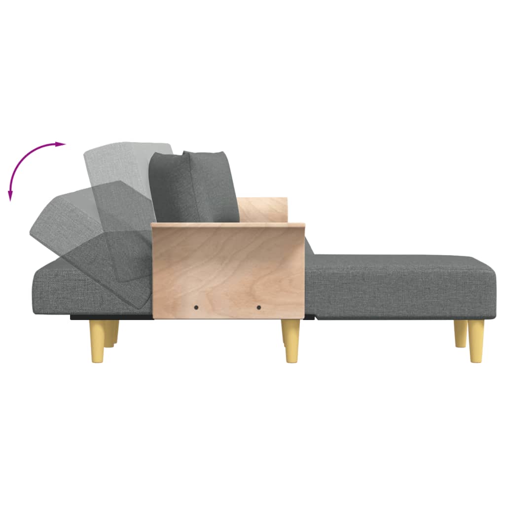 Slaapbank L-Vormig 279X140X70 Cm Stof Donkergrijs