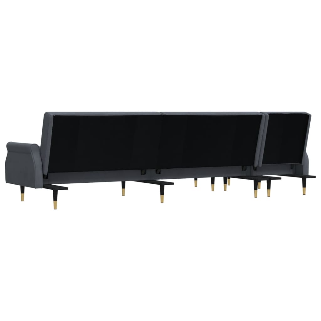 Slaapbank L-Vormig 271X140X70 Cm Fluweel Donkergrijs
