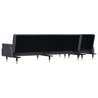 Slaapbank L-Vormig 271X140X70 Cm Fluweel Donkergrijs