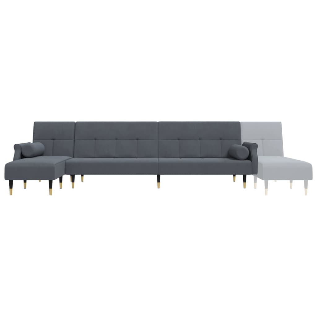 Slaapbank L-Vormig 271X140X70 Cm Fluweel Donkergrijs
