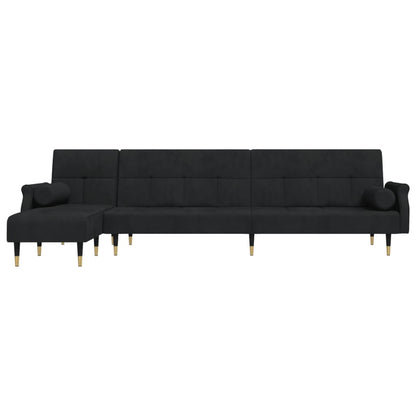 Slaapbank L-Vormig 271X140X70 Cm Fluweel Zwart