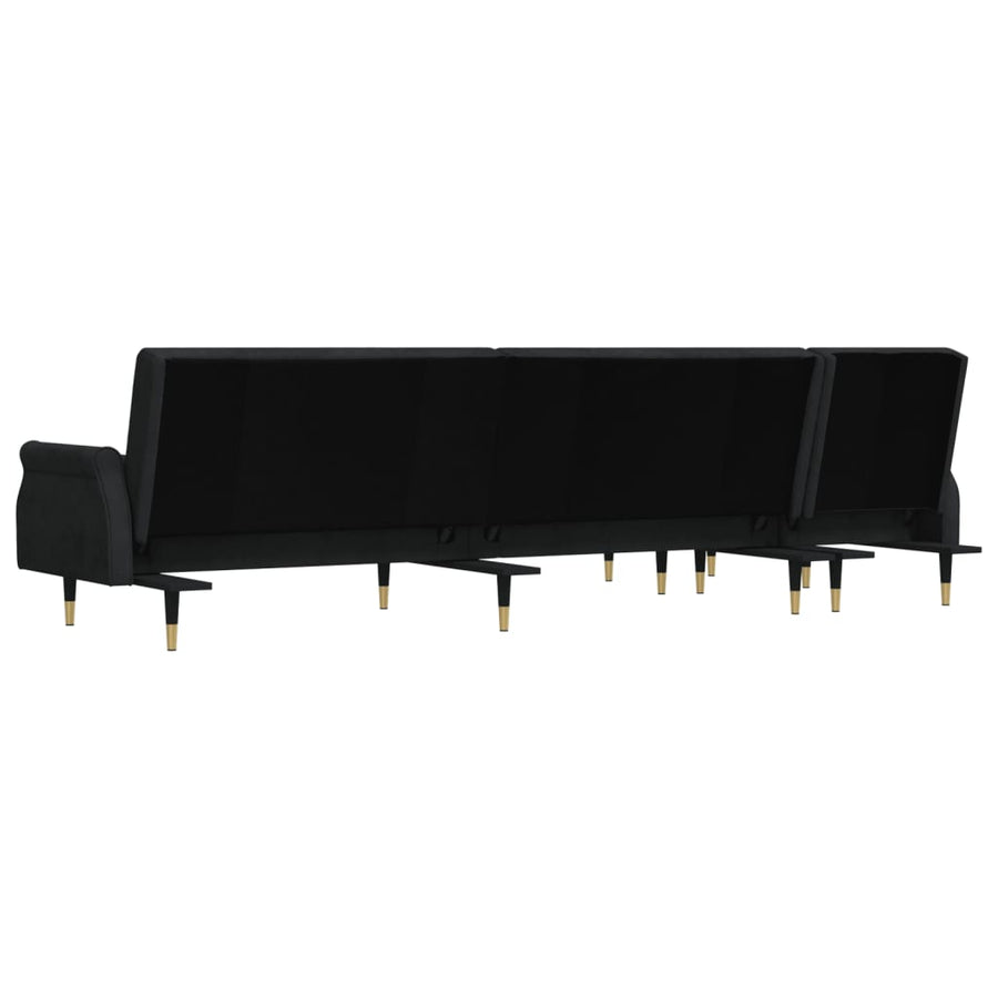 Slaapbank L-Vormig 271X140X70 Cm Fluweel Zwart