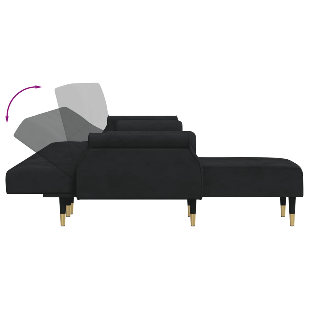 Slaapbank L-Vormig 271X140X70 Cm Fluweel Zwart