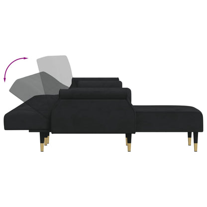Slaapbank L-Vormig 271X140X70 Cm Fluweel Zwart