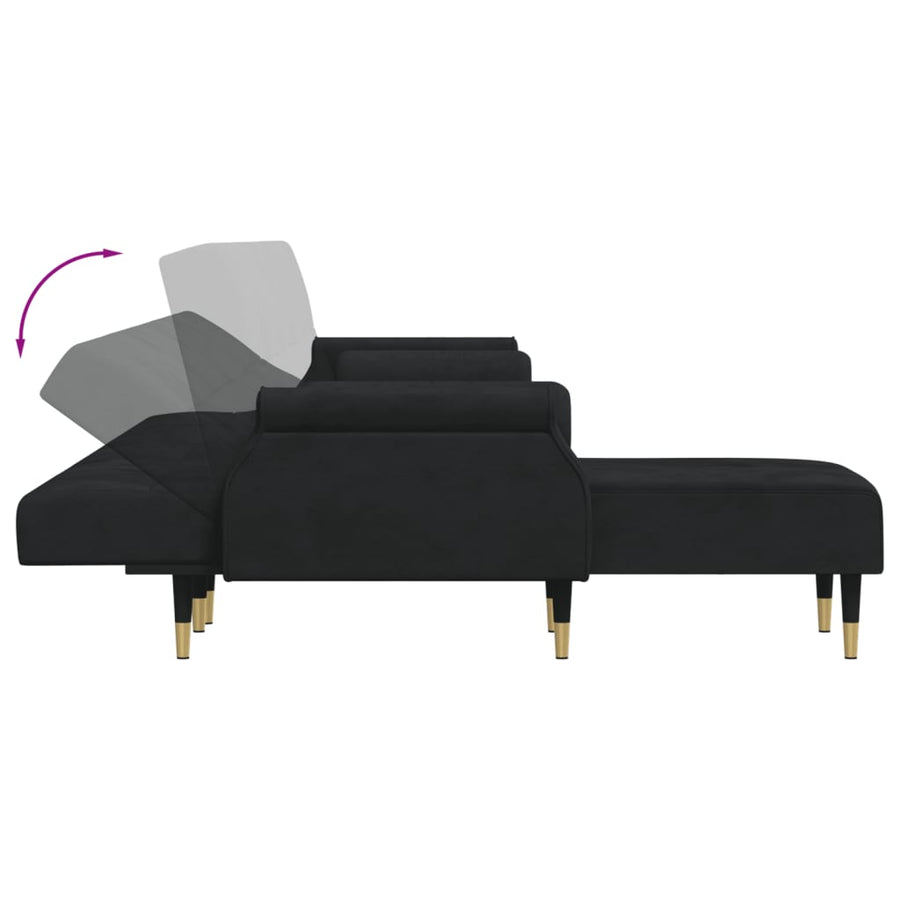 Slaapbank L-Vormig 271X140X70 Cm Fluweel Zwart