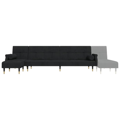Slaapbank L-Vormig 271X140X70 Cm Fluweel Zwart