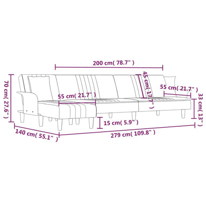 Slaapbank L-Vormig 279X140X70 Cm Stof Lichtgrijs