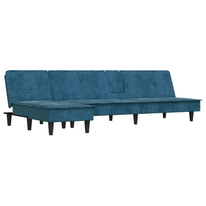 Slaapbank L-Vormig 255X140X70 Cm Fluweel Blauw
