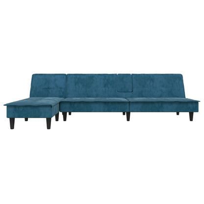 Slaapbank L-Vormig 255X140X70 Cm Fluweel Blauw