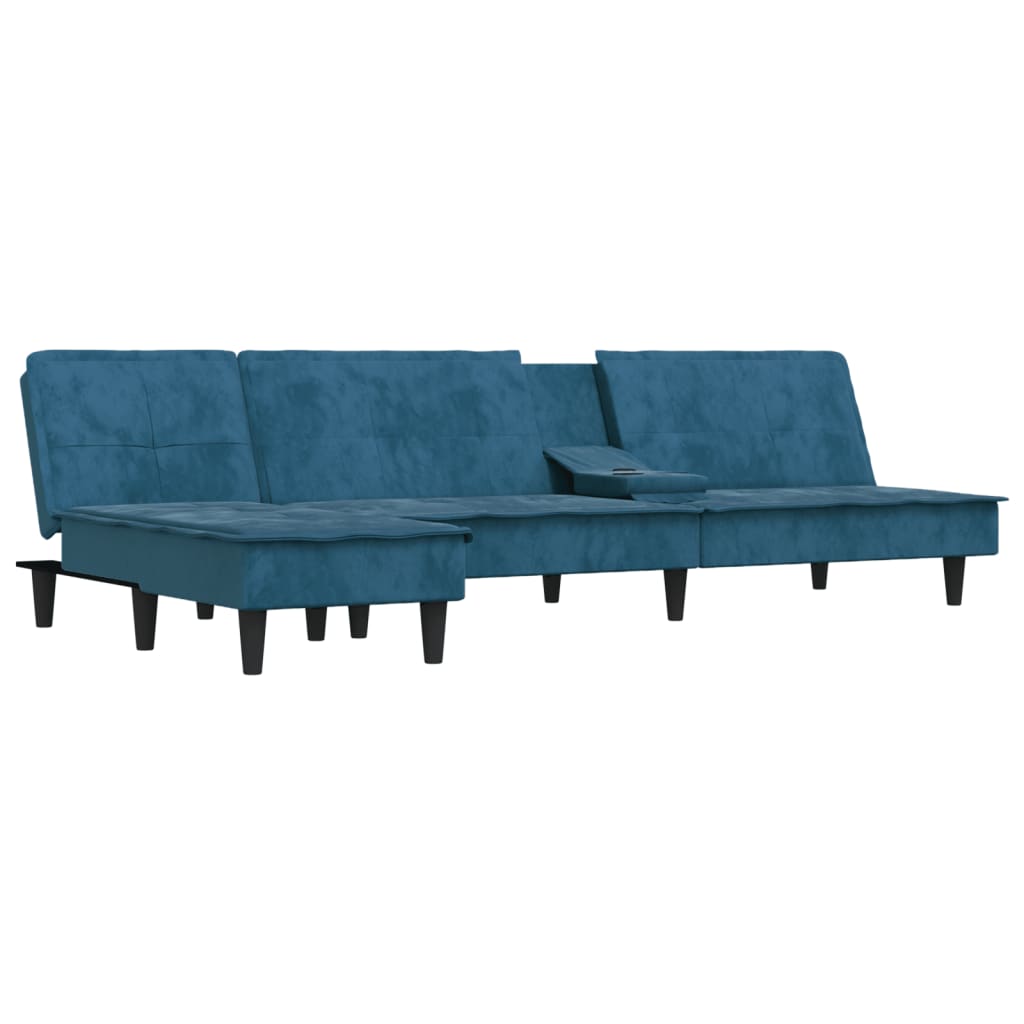 Slaapbank L-Vormig 255X140X70 Cm Fluweel Blauw