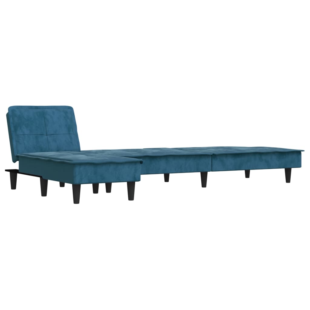 Slaapbank L-Vormig 255X140X70 Cm Fluweel Blauw