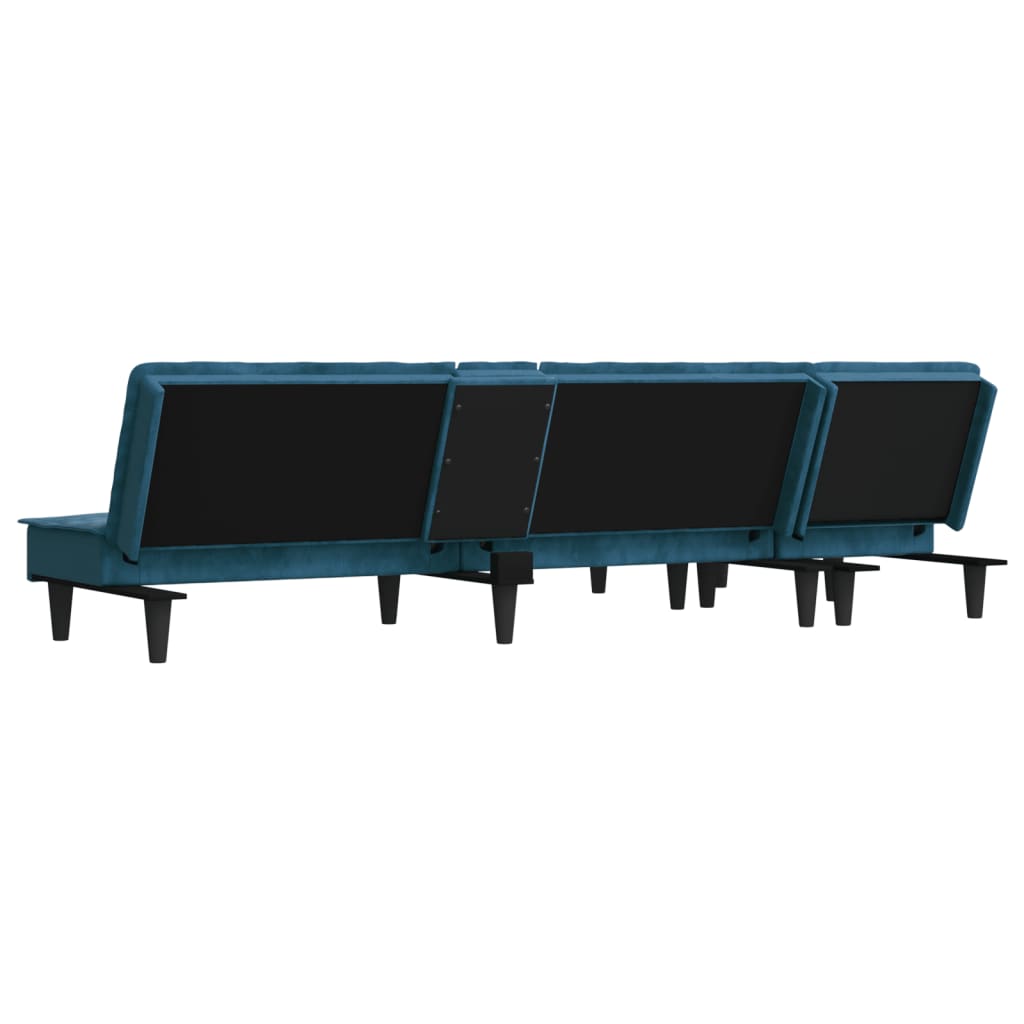 Slaapbank L-Vormig 255X140X70 Cm Fluweel Blauw