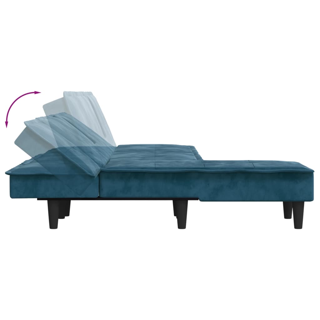 Slaapbank L-Vormig 255X140X70 Cm Fluweel Blauw
