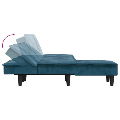 Slaapbank L-Vormig 255X140X70 Cm Fluweel Blauw
