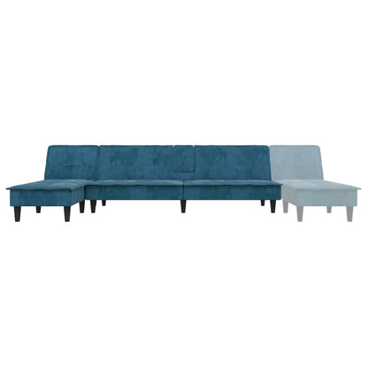Slaapbank L-Vormig 255X140X70 Cm Fluweel Blauw