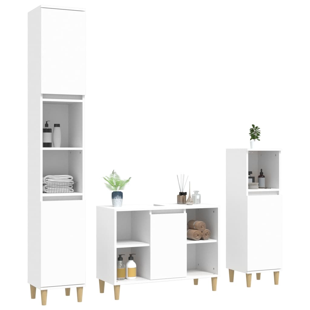 -Delige Badkamermeubelset Bewerkt Hout Wit
