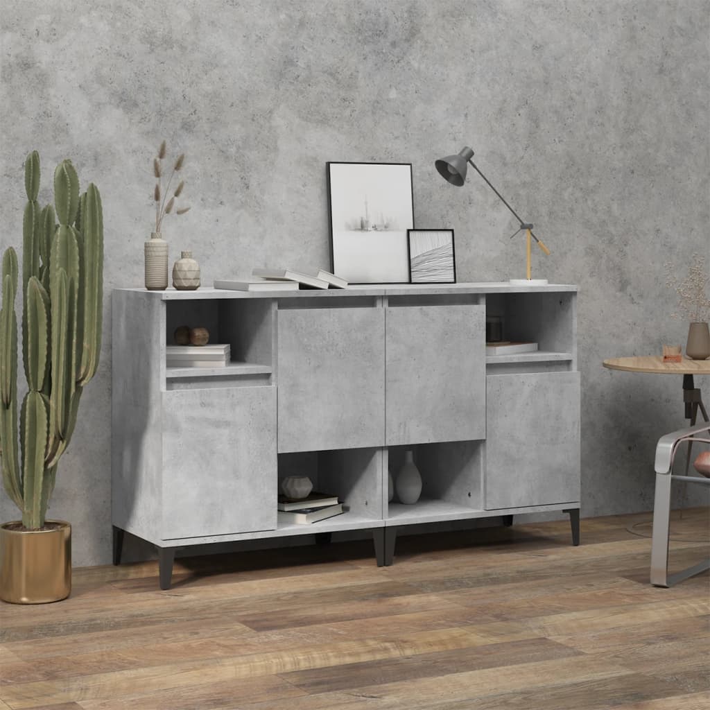 Dressoirs 2 St 60X35X70 Cm Bewerkt Hout Betongrijs