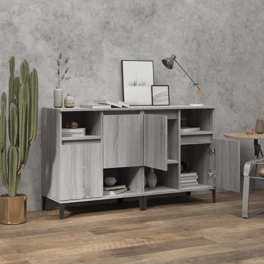 Dressoirs 60X35X70 Cm Bewerkt Hout Eikenkleur 2 Grijs sonoma