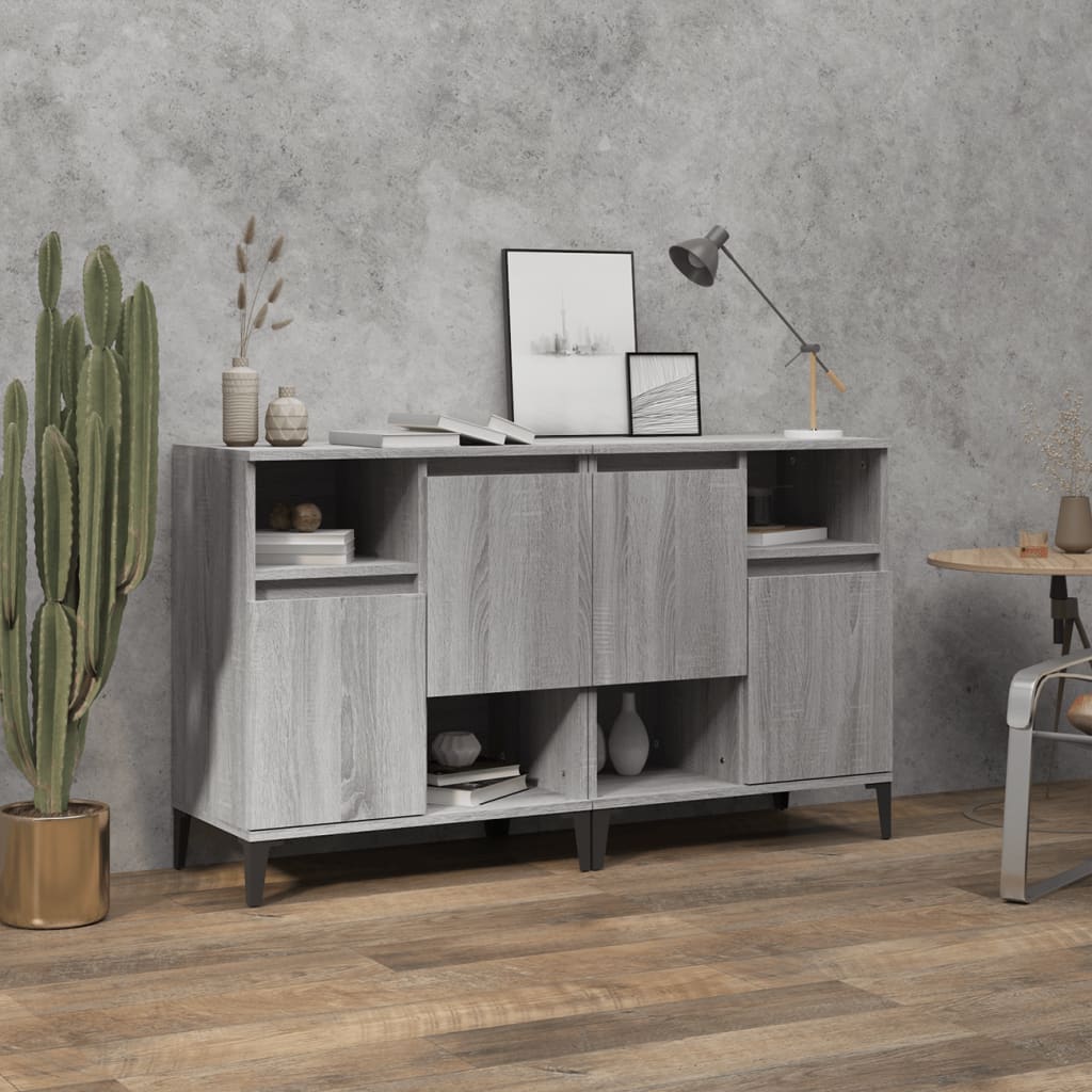 Dressoirs 60X35X70 Cm Bewerkt Hout Eikenkleur 2 Grijs sonoma