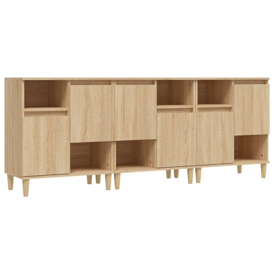Dressoirs 3 St 60X35X70 Cm Bewerkt Hout Sonoma Eikenkleurig