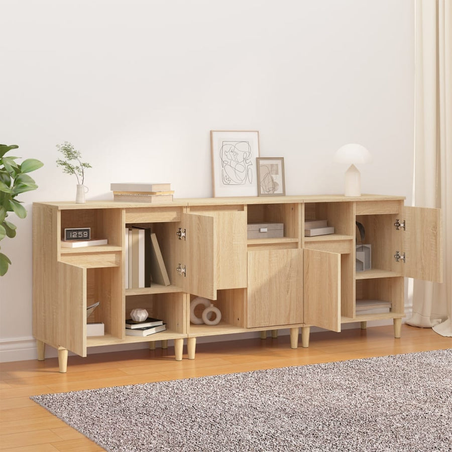 Dressoirs 3 St 60X35X70 Cm Bewerkt Hout Sonoma Eikenkleurig
