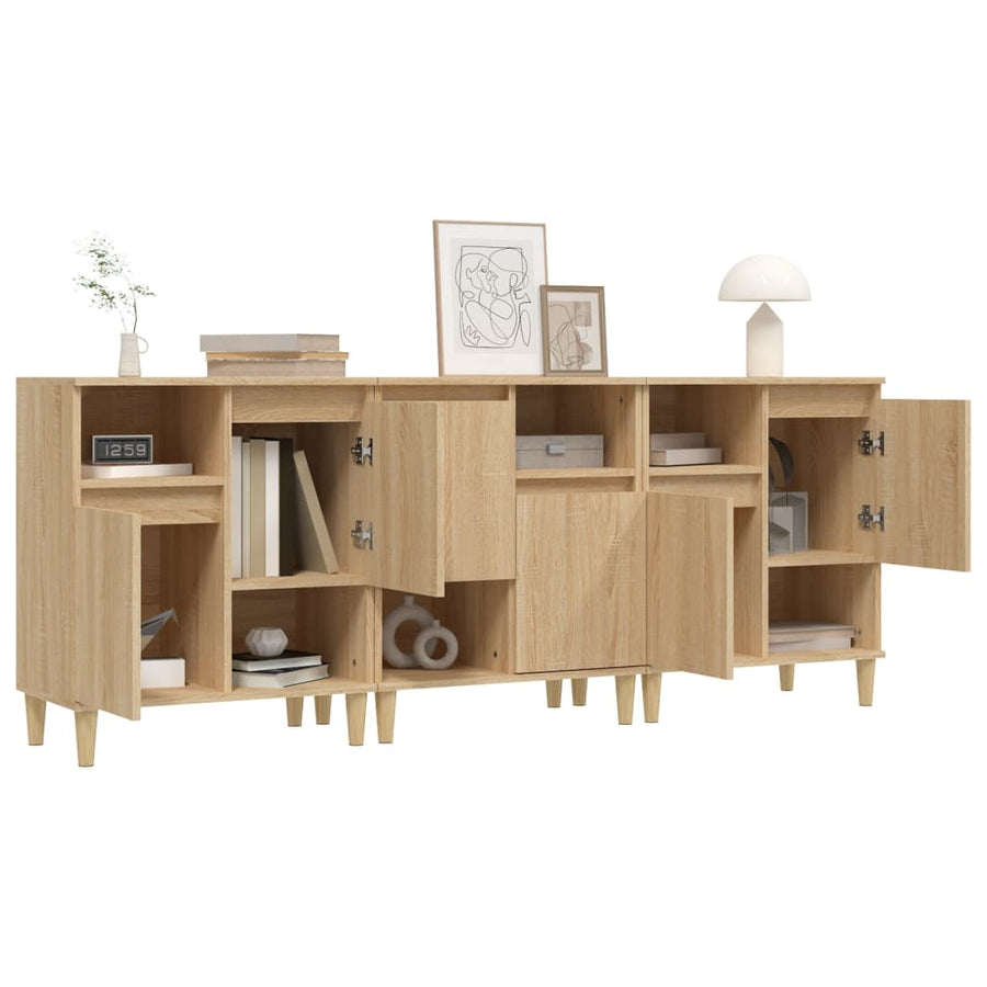 Dressoirs 3 St 60X35X70 Cm Bewerkt Hout Sonoma Eikenkleurig