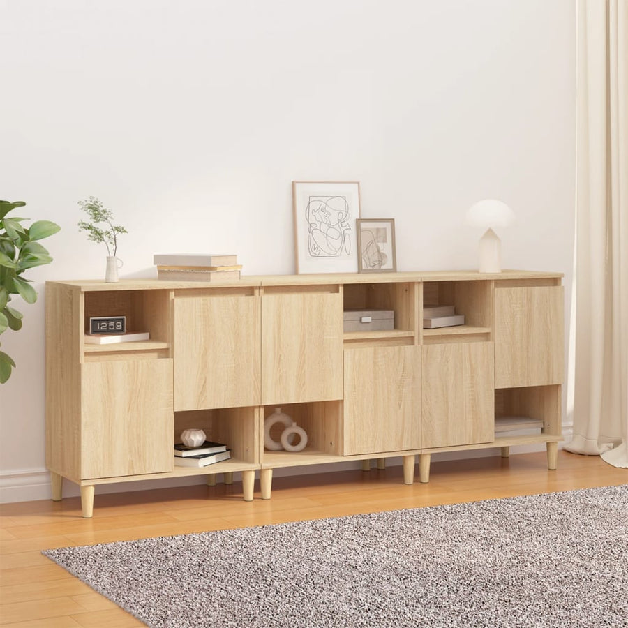 Dressoirs 3 St 60X35X70 Cm Bewerkt Hout Sonoma Eikenkleurig