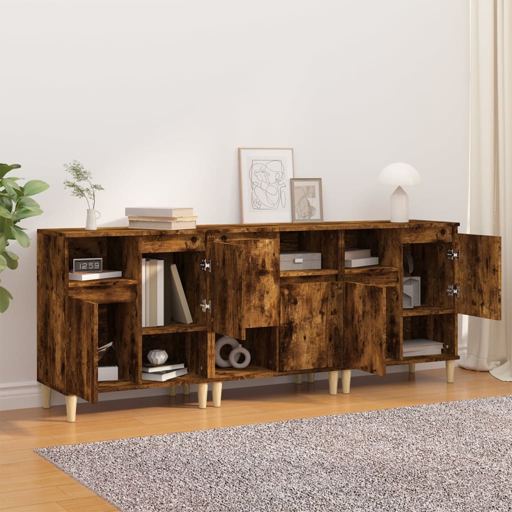 Dressoirs 3 St 60X35X70 Cm Bewerkt Hout Gerookt Eikenkleurig