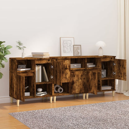 Dressoirs 3 St 60X35X70 Cm Bewerkt Hout Gerookt Eikenkleurig