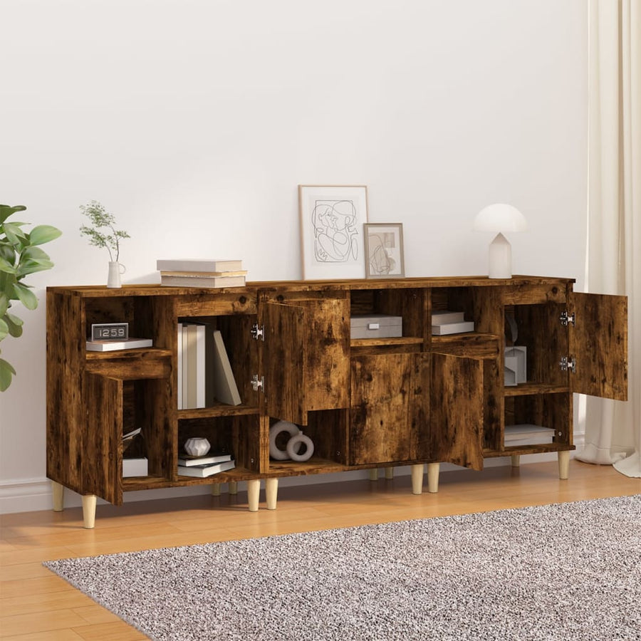 Dressoirs 3 St 60X35X70 Cm Bewerkt Hout Gerookt Eikenkleurig