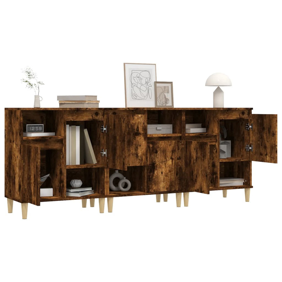 Dressoirs 3 St 60X35X70 Cm Bewerkt Hout Gerookt Eikenkleurig