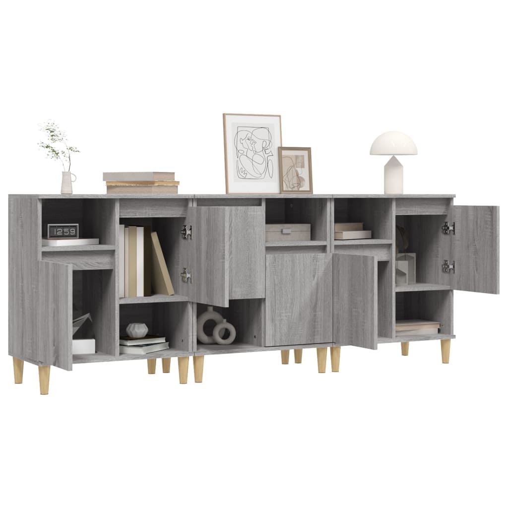 Dressoirs 60X35X70 Cm Bewerkt Hout Eikenkleur Grijs sonoma