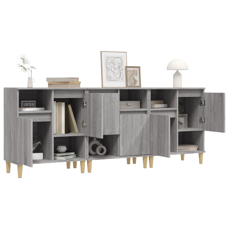 Dressoirs 60X35X70 Cm Bewerkt Hout Eikenkleur Grijs sonoma