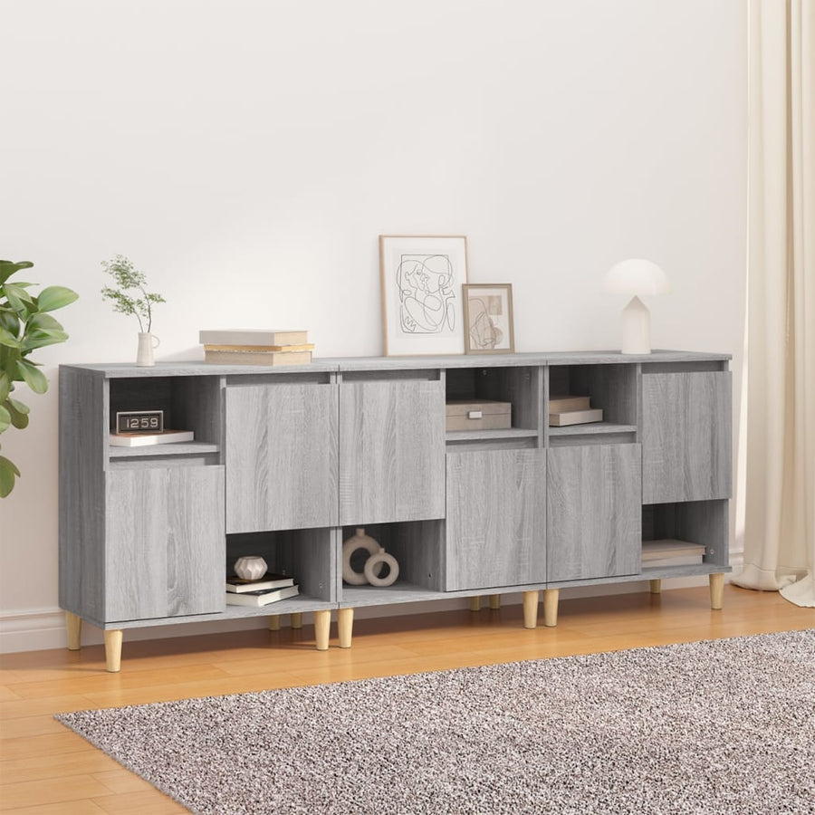Dressoirs 60X35X70 Cm Bewerkt Hout Eikenkleur Grijs sonoma