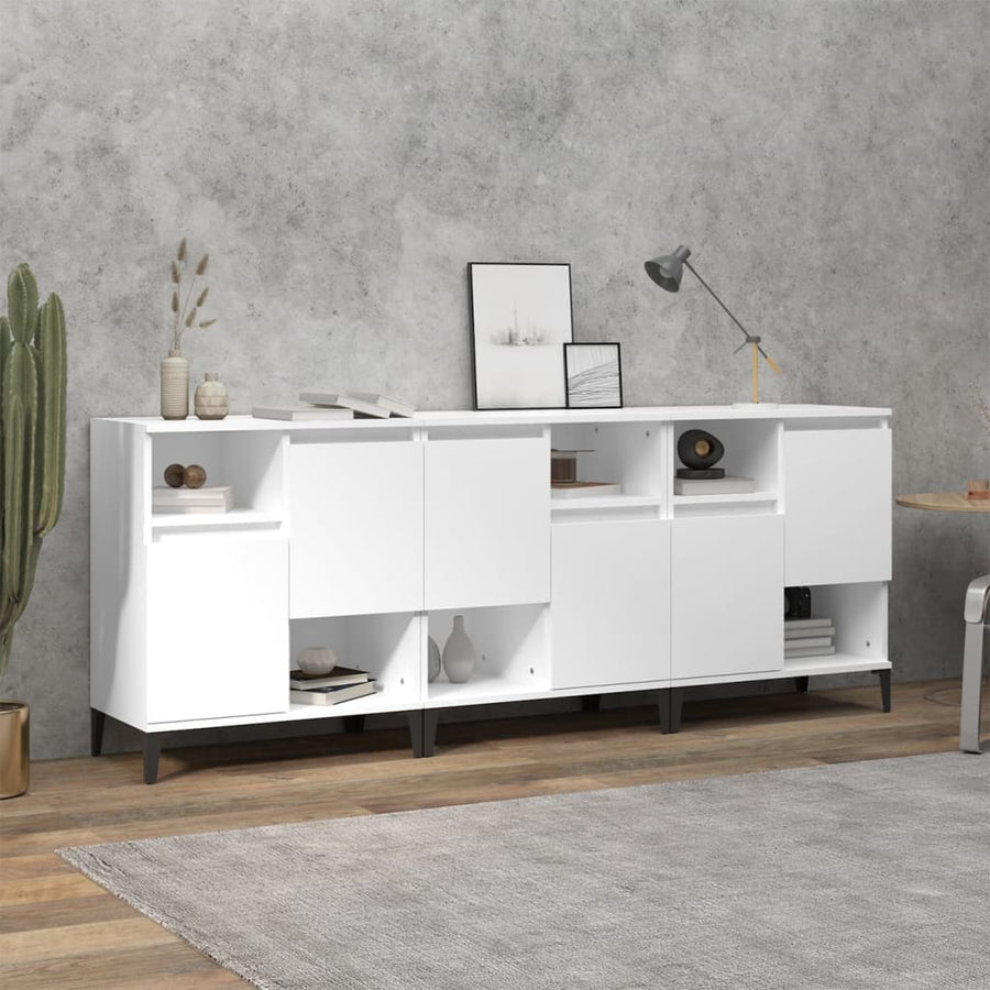 Dressoirs 3 St 60X35X70 Cm Bewerkt Hout Wit