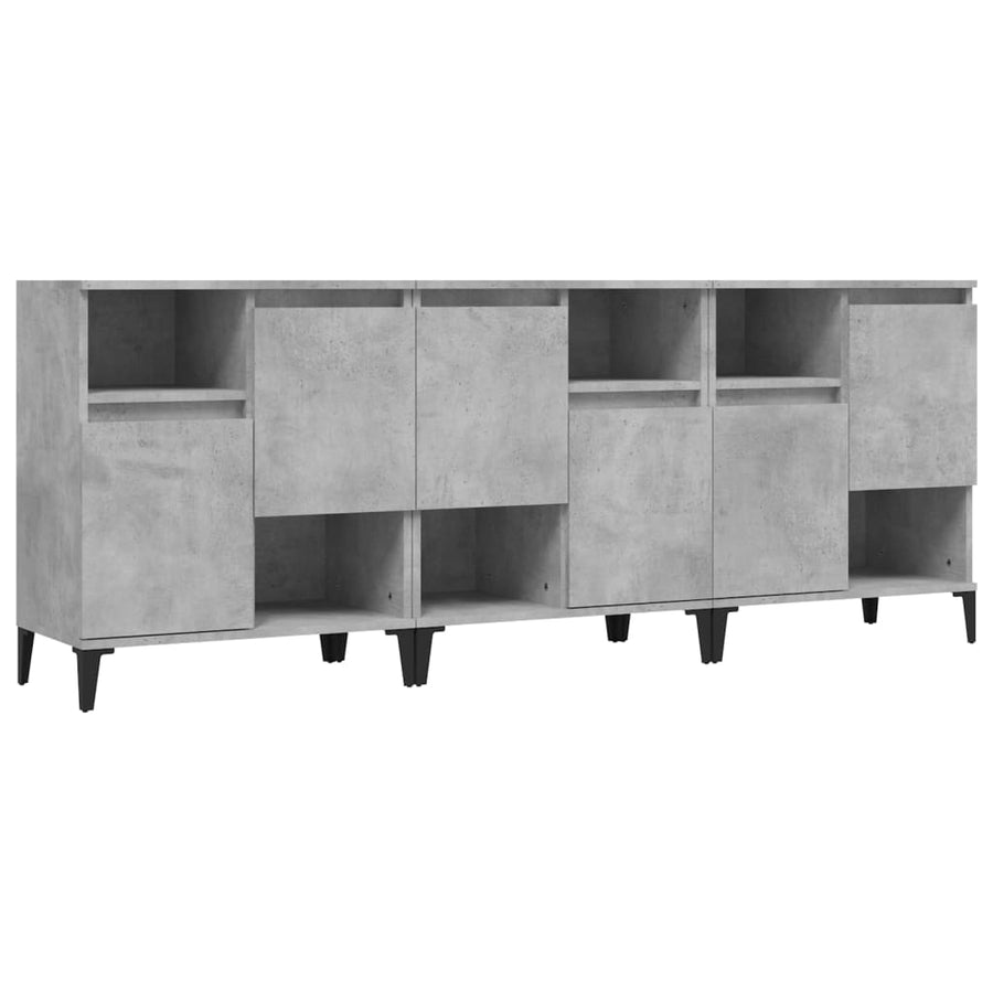 Dressoirs 3 St 60X35X70 Cm Bewerkt Hout Betongrijs
