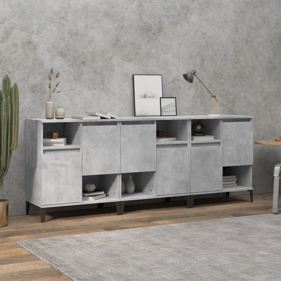 Dressoirs 3 St 60X35X70 Cm Bewerkt Hout Betongrijs
