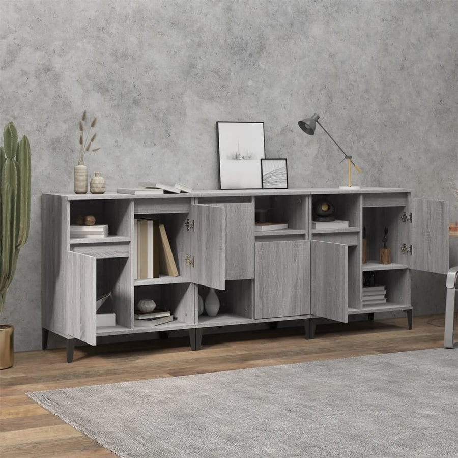 Dressoirs 60X35X70 Cm Bewerkt Hout Eikenkleur Grijs sonoma