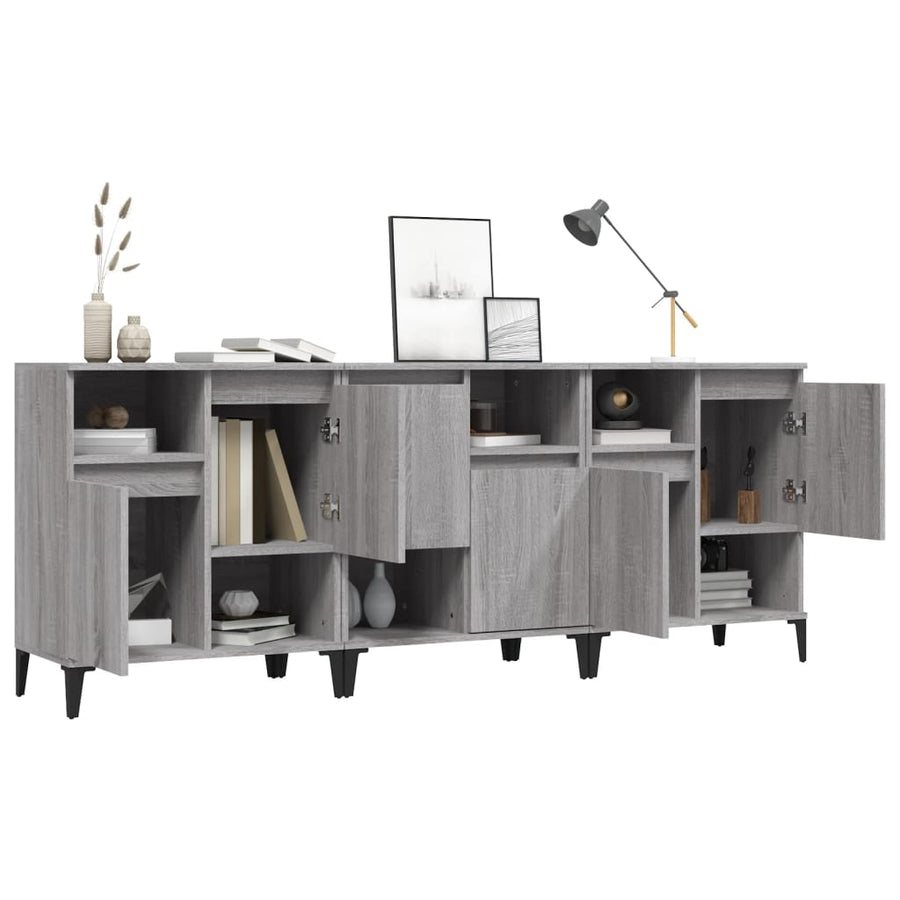 Dressoirs 60X35X70 Cm Bewerkt Hout Eikenkleur Grijs sonoma