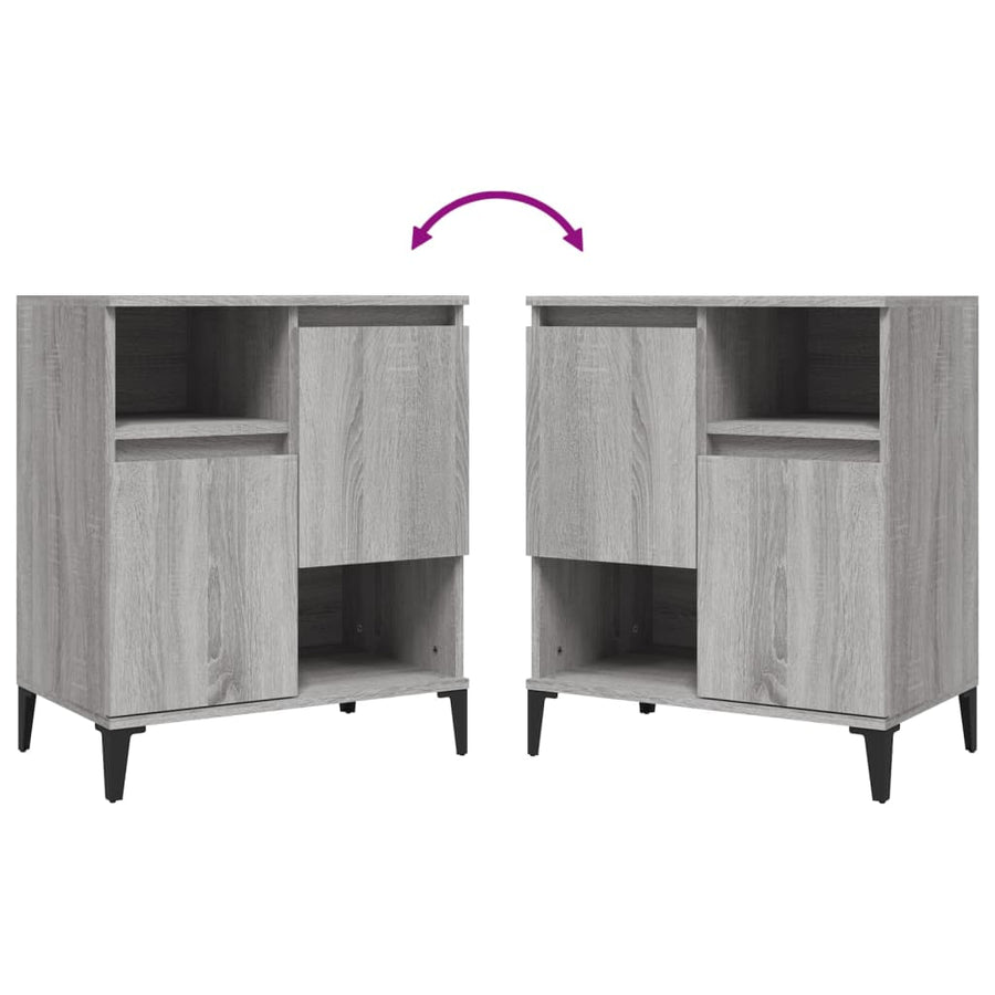 Dressoirs 60X35X70 Cm Bewerkt Hout Eikenkleur Grijs sonoma