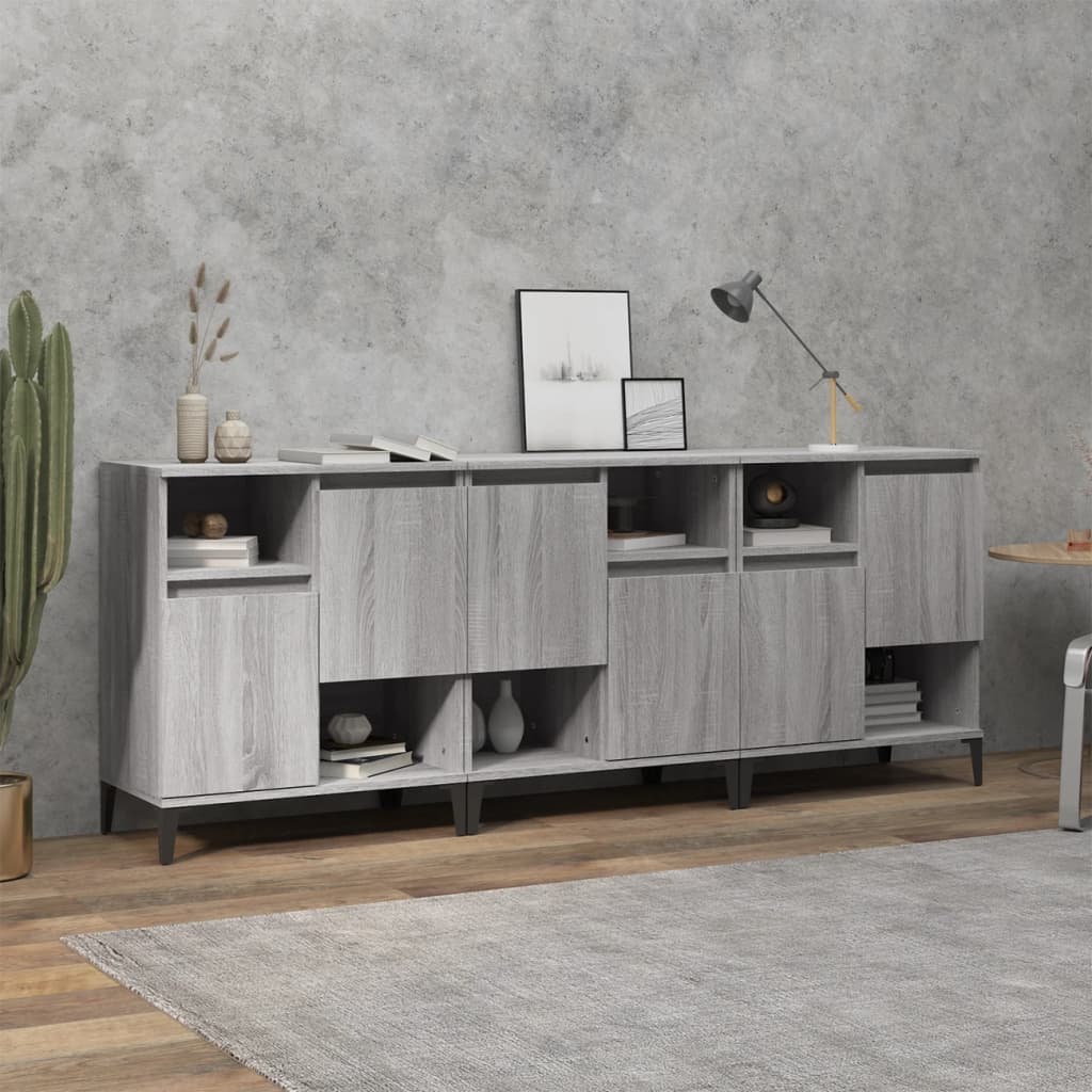 Dressoirs 60X35X70 Cm Bewerkt Hout Eikenkleur Grijs sonoma