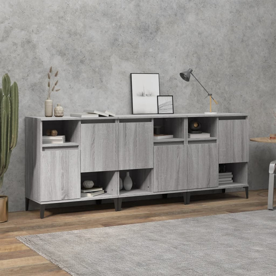 Dressoirs 60X35X70 Cm Bewerkt Hout Eikenkleur Grijs sonoma