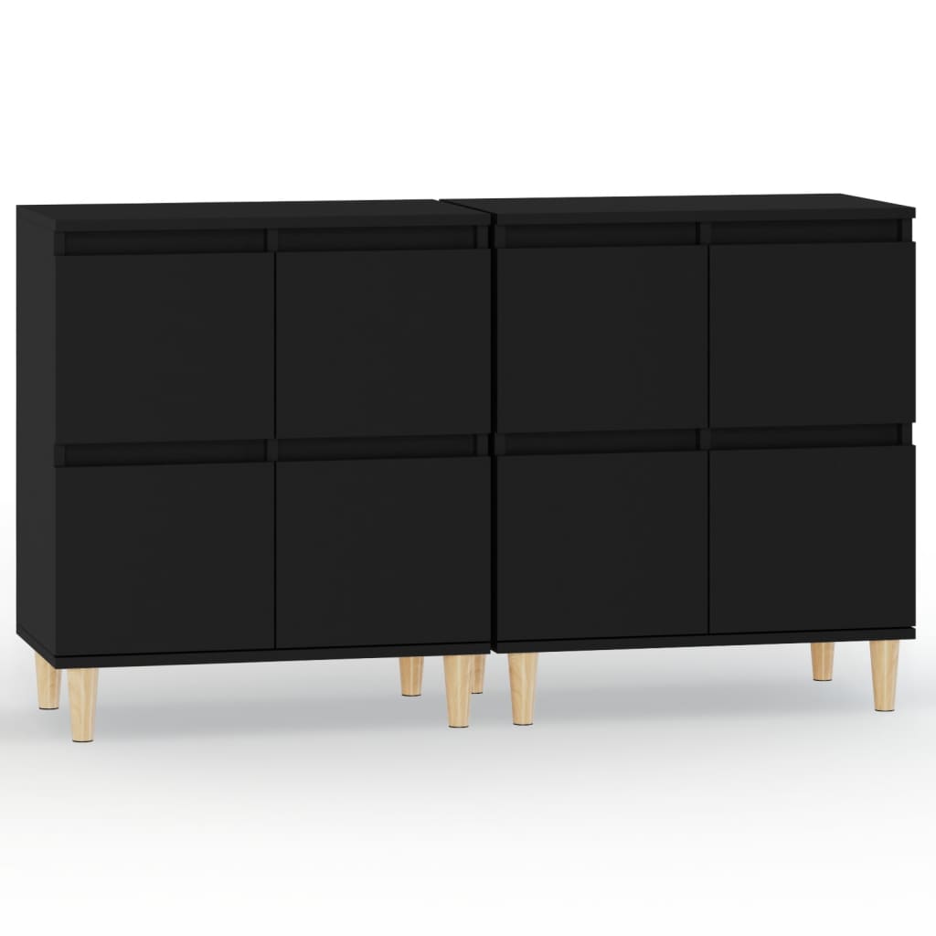 Dressoirs 2 St 60X35X70 Cm Bewerkt Hout Zwart