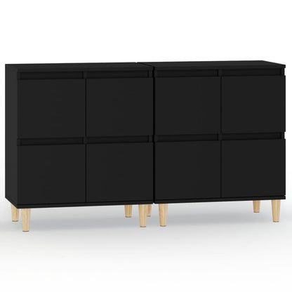 Dressoirs 2 St 60X35X70 Cm Bewerkt Hout Zwart