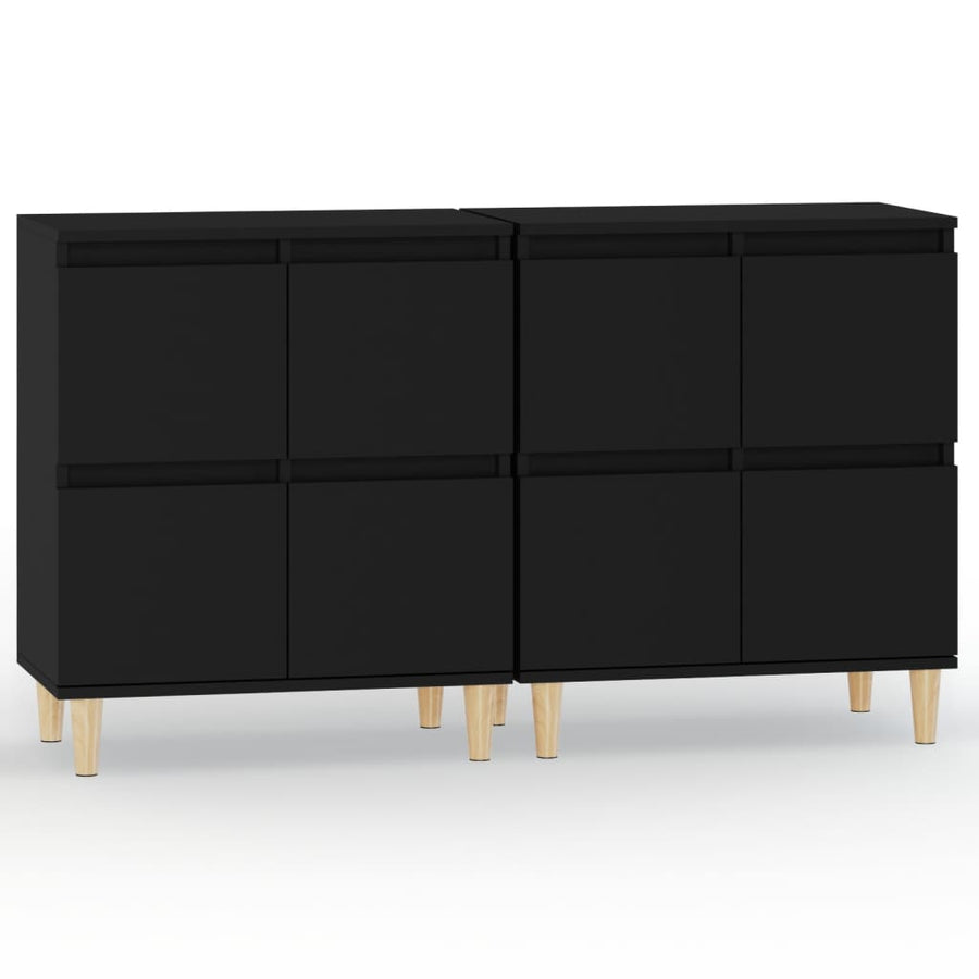 Dressoirs 2 St 60X35X70 Cm Bewerkt Hout Zwart